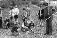 Linear Park - children planting wildflower seeds