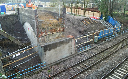 Bellotts Bridge south abutment awaiting the replacement centre arch Bellotts Bridge south abutment